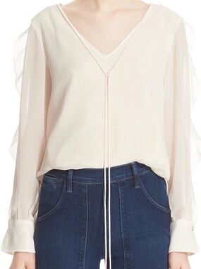 See By Chloe Cream V-Neck Tie-Front Blouse